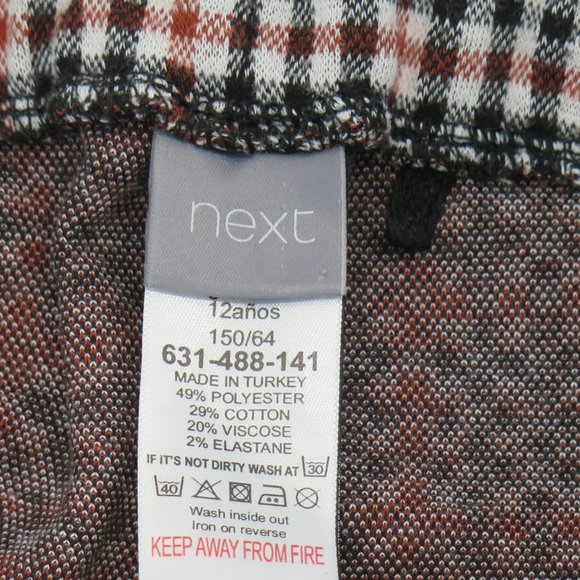 NEXT UK - Girls brown checked leggings - Picture 6 of 8
